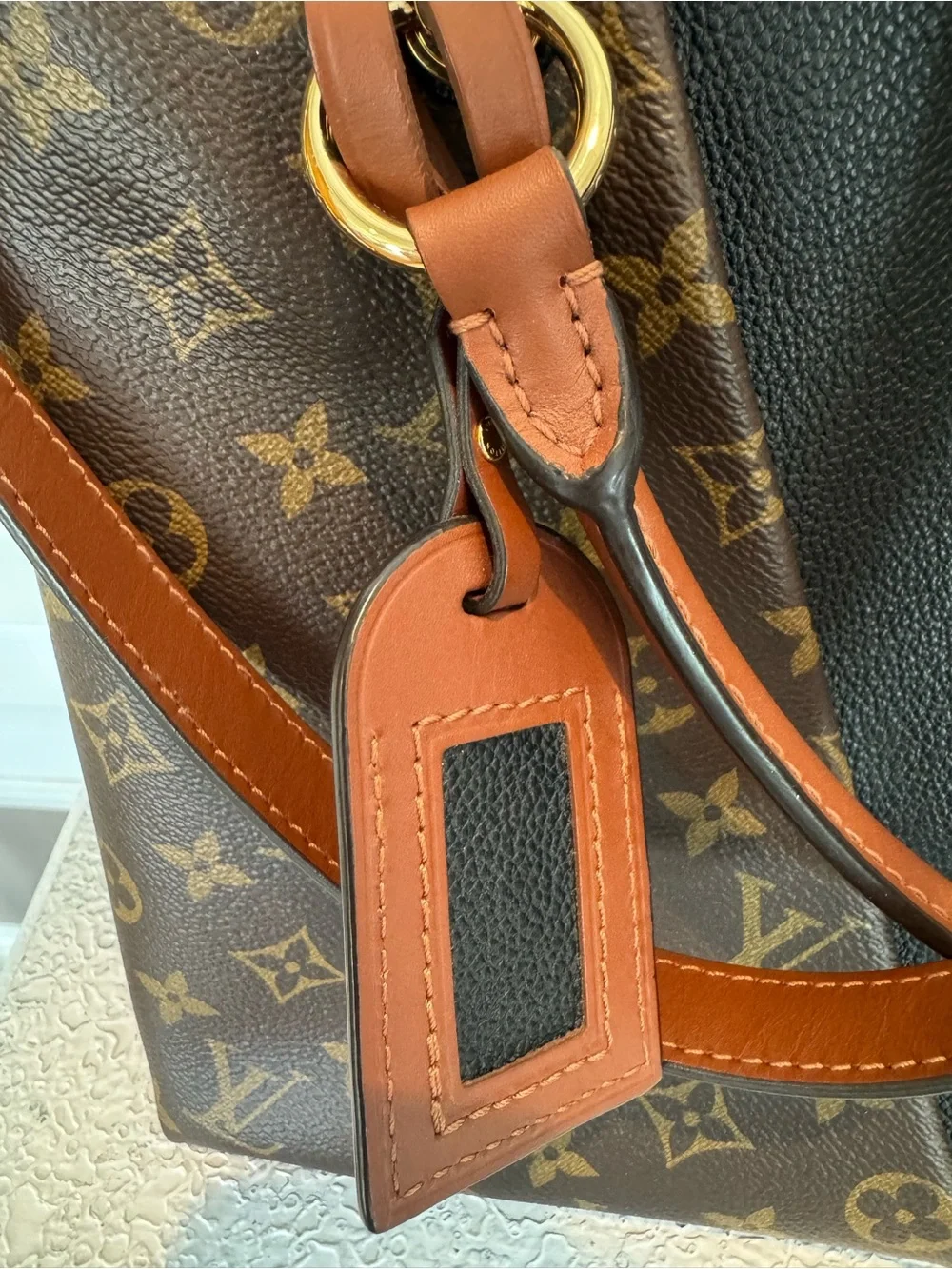 Louis Vuitton Brown Monogram with Black V-Panel Shoulder Bag